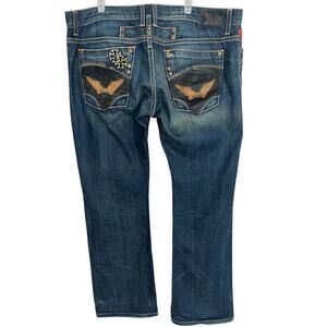 Robin's Jean Blue Double Front Cross Men's Size 42 Made in USA Rare 34 Length